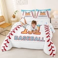 thumbnail image 3 of jejeloiu Baseball Sport Theme Queen Comforter Set,Watercolor Letter M Bedding Comforter Set For Ball Kids Reversible 3-Piece, 3 of 7