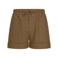 thumbnail image 6 of Hurxie Mens 5 Inch Linen Shorts - Casual Elastic Waist Drawstring Summer Beach Shorts with Pocket Brown,3XL, 6 of 7