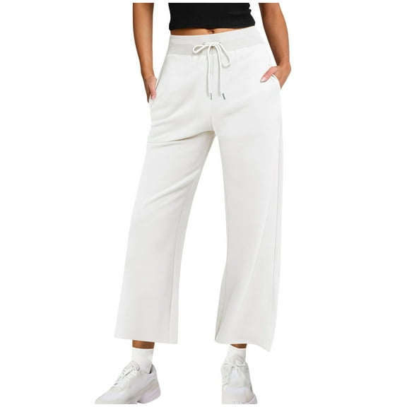 cfhntfmh Sweatpants for Women Soft Elastic Waisted Wide Leg Pants Fall Fashion Outfits Clothes with Pockets
