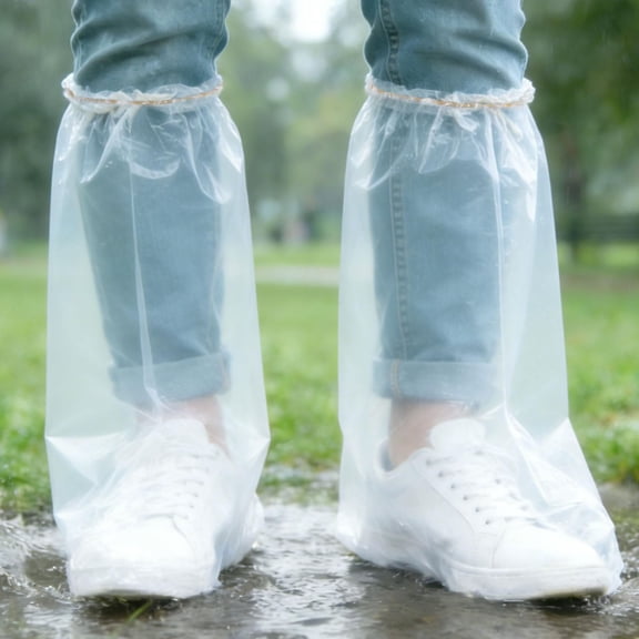 Disposable Waterproof Shoe Covers for Rain,10 Pairs Shoe Covers Waterproof Rain Boot Covers for Women & Men,Plastic Disposable Shoe Protectors with Non-Slip Soles