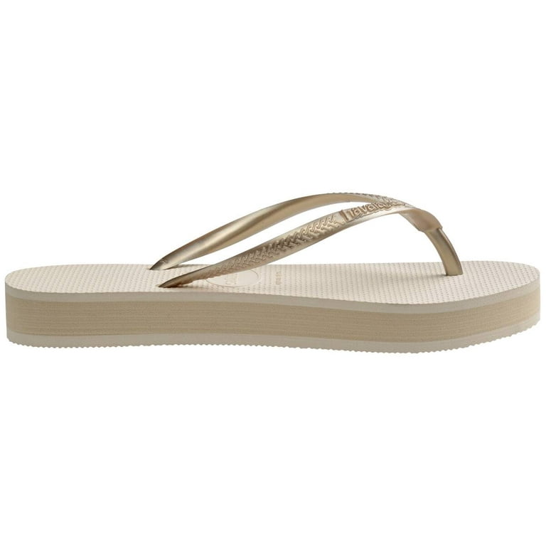 (取寄) ハワイアナス レディース スリム フラットフォーム サンダル Havaianas women Slim Flatform Sandals Beige Havaianas Slim Flatform Women's Flip Flop Sandals - Beige, 6