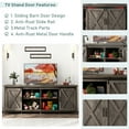thumbnail image 2 of ChVans 70" Farmhouse Sliding Barn Door TV Stand for TVs Up to 80" TVs, Entertainment Center Console Table with Adjustable Shevles, 2 of 7