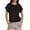 Black, variant on Womens Summer Cap Sleeve Crewneck Crop Tops Casual Loose Striped T-Shirts Basic Tees