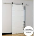thumbnail image 6 of Sliding Barn Door with Stainless Steel 6.6ft Hardware | Planum 0020 White Silk | Rail Hangers Sturdy Silver Set | Modern Solid Panel Interior Doors-18" x 96"-Silver Rail, 6 of 6