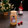 thumbnail image 2 of (Clearance) pdqouc Christmas Glass Cups, Christmas Mason Jars with Lid and Straw Christmas Tumbler Drinking Glasses Coffee Cups Jar Decor Glassware Water Bottles Xmas Home Decorations Gifts, 2 of 7