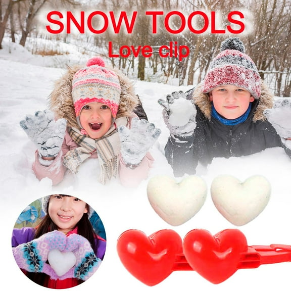 Snowball Maker - Heart-Shaped Plastic Mold, Creates Snow & Sand Balls, 15 x 3.1in Winter Outdoor Activity Tool