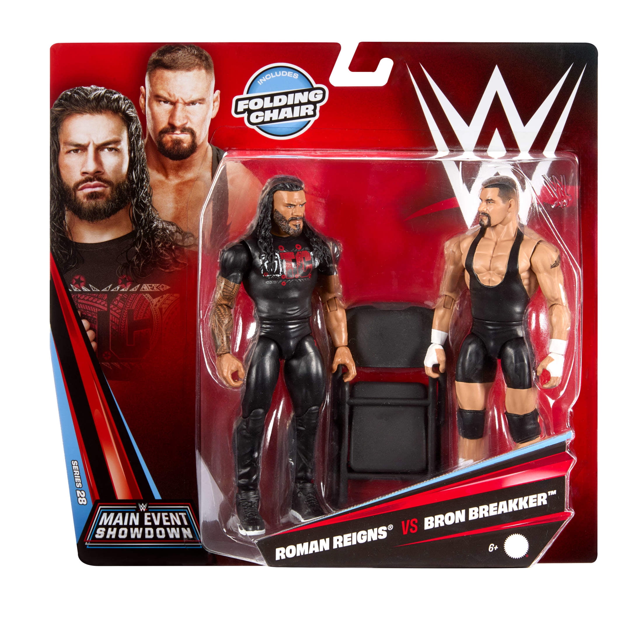 WWE Main Event Showdown Roman Reigns vs Bron Breakker Action Figures Set, Series #28, 6-inch