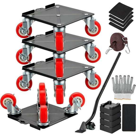 Furniture Dolly, Furniture Movers with 5 Wheels, 1300lbs Load Carbon Steel Panel Heavy Duty Furniture Movers, Furniture Lift Mover Tool Set, Furniture Lifter Tool with 5 360° Rotatable Rubber Wheels