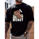 thumbnail image 1 of Camiseta informal y cómoda para hombre con estampado gráfico de dinero y manos, cuello redondo, ideal para vacaciones de verano. y tiempo libre., 1 of 7