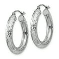 thumbnail image 2 of Primal Silver Sterling Silver Rhodium-plated 4.00mm Diamond-cut Hoop Earrings, 2 of 5