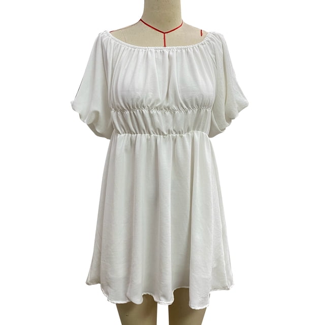 Vestido corto de manga abullonada, vestido corto de manga abullonada, vestido casual, vestido de manga abullonada, diseño revolucionario