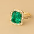 thumbnail image 3 of PEORA 6 Carats Created Colombian Emerald Lab Grown Diamond Ring in 14K Yellow Gold, Emerald Cut, Size 6.5, 3 of 5