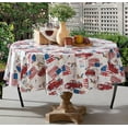 thumbnail image 3 of Patriotic Trucks Celebration and Flags 70 inch Round Vinyl Tablecloth with Flannel Backing, 3 of 5