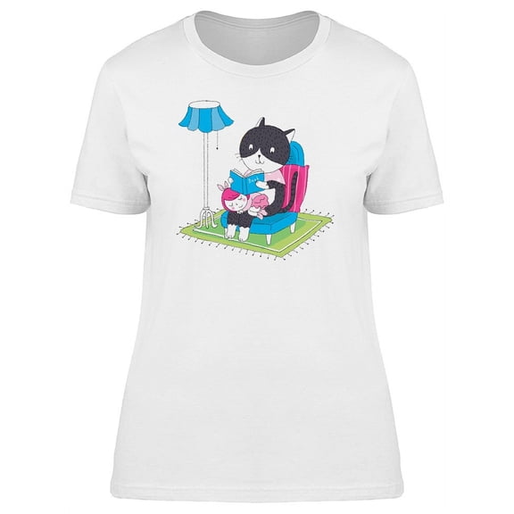 Happy Cat With Her Kid On Lap T-Shirt Women -Image by Shutterstock, Female Small