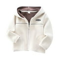 thumbnail image 2 of ATOGUTA Toddler Boy Winter Coat Full Zip Fleece Jacket Winter Outerwear Coat with Pockets for Boys Girls Beige, Size 2T-8, 2 of 3