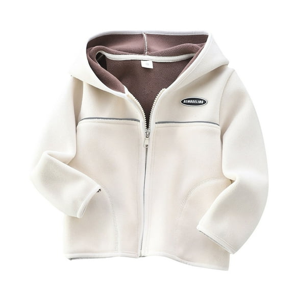 Toddler Baby Boy Girls Fleece Jackets Kids Lightweight Winter Warm Shaker Coat Outerwear Long Sleeve Hooded Zip Up Jacket Coats with Pockets
