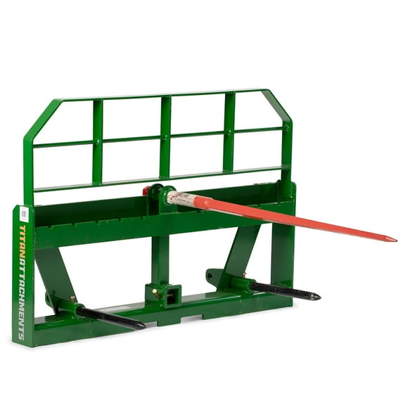 Titan Attachments Pro Series Global Euro Hay Frame with 43" Hay Bale Spear and Stabilizers, Rated 6,000 LB, Global Style Mounting System, C2 Hay Spear Sleeves Included, 2" Receiver Hitch