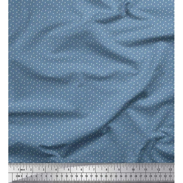 Soimoi Cotton Voile Fabric Crescent Moon Shirting Fabric Prints by Yard 56 Inch Wide