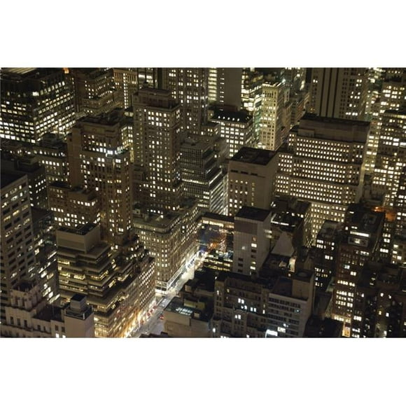 Posterazzi DPI1891996LARGE Midtown Manhattan Illuminated At Night Poster Print, 38 x 24 - Large