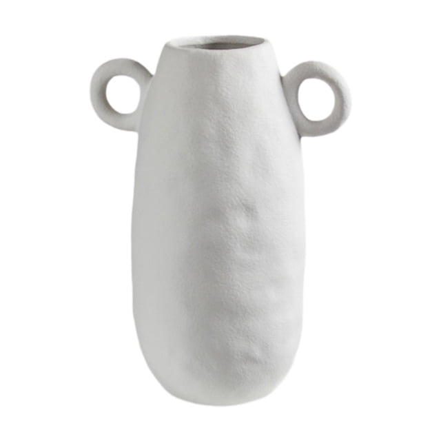 Jarrón de cerámica blanca rústico para decoración de mesa de comedor, cafetería y restaurante. 20 cm x 275 cm