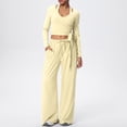 thumbnail image 2 of Women's Soft Fabric Activewear Set Mid Rise Tummy Smoothing with Elastic Waist Functional Side Pockets Perfect for Yoga Gym Workouts or Outdoor Running Versatile JASKFLY Yellow L, 2 of 6