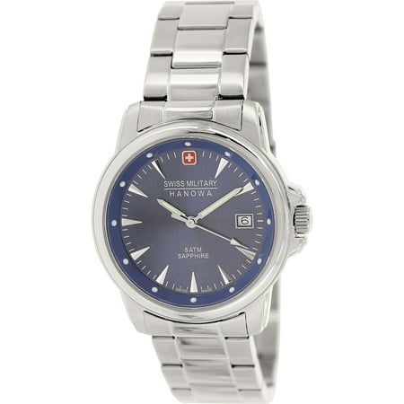 Swiss Military Hanova Men's 40mm Steel Bracelet & Case Swiss Quartz Blue Dial Analog Watch 06-5230.04.003