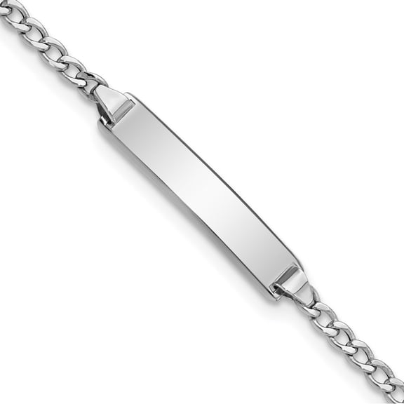 Auriga Fine Jewelry 14K White Gold Semi-Solid Cuban Id Bracelet 5.5 inch for Women