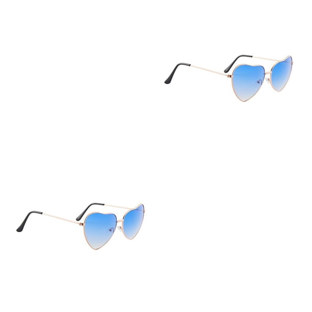 Gafas de sol Minnieouse de corazón únicas portátiles a prueba de viento protección ocular accesorios de mujer para viajar Azul 2piezas