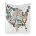 thumbnail image 1 of Map Soft Flannel Fleece Throw Blanket, Traditional in the Form of United States of America Map Travel Landmarks Flag, Cozy Plush for Indoor and Outdoor Use, 60" x 80", Multicolor, by Ambesonne, 1 of 6