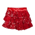 thumbnail image 3 of iixpin Girls Sequins Ruffle Dance Skirts Ballet Tutu Skirts Modern Dance Skirted Shorts Performance Skorts Red 6, 3 of 5