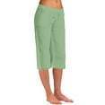 thumbnail image 2 of Cotton Linen Capri Pants for Women Elastic High Waist Straight Leg Relaxed Fit Casual Cropped Pants Capris with Pockets, 2 of 8