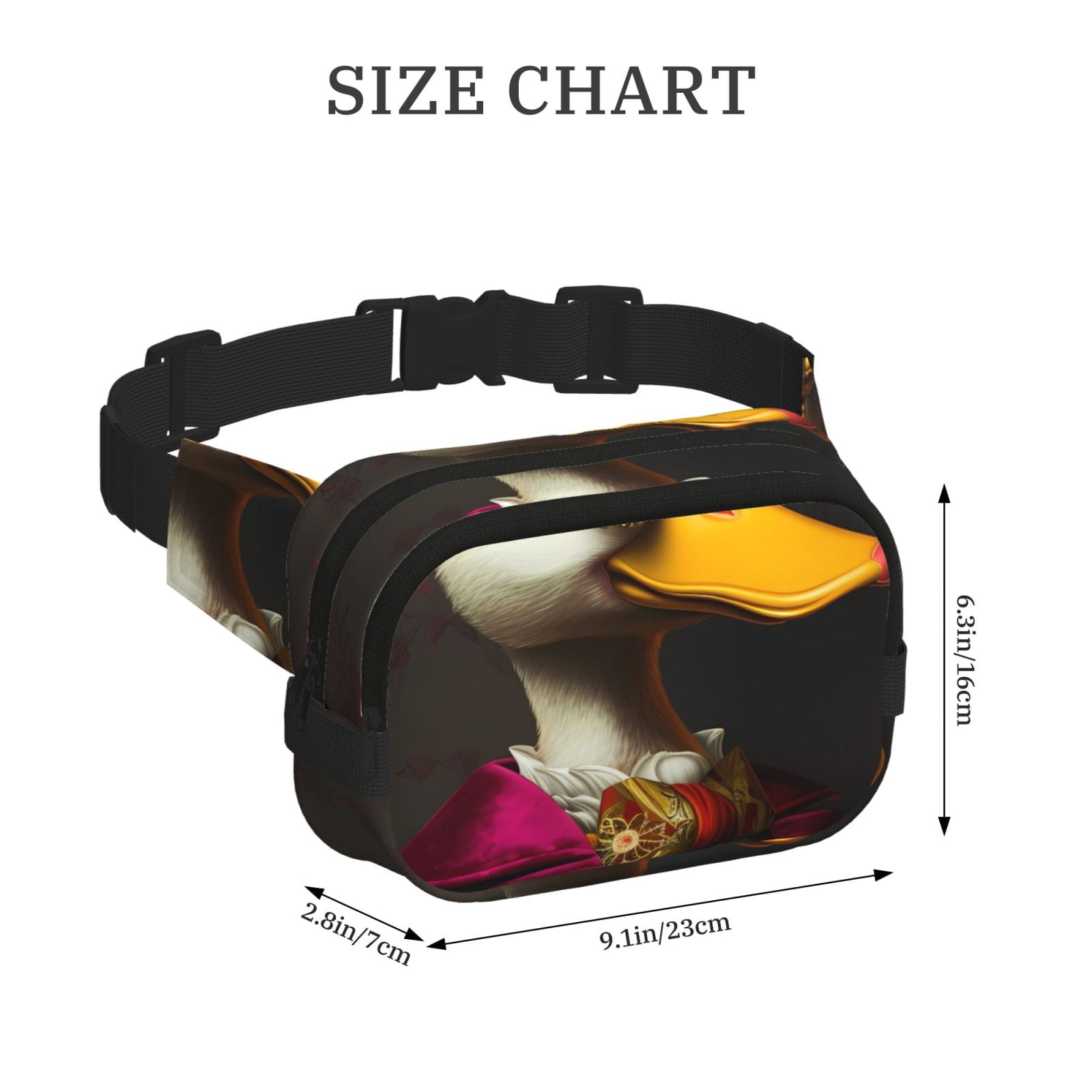 Picia Noble Style Duck Print Square Double-Layer Waist Bag Mini Adjustable Waist Belt Bag Exercise Running Travel Hiking
