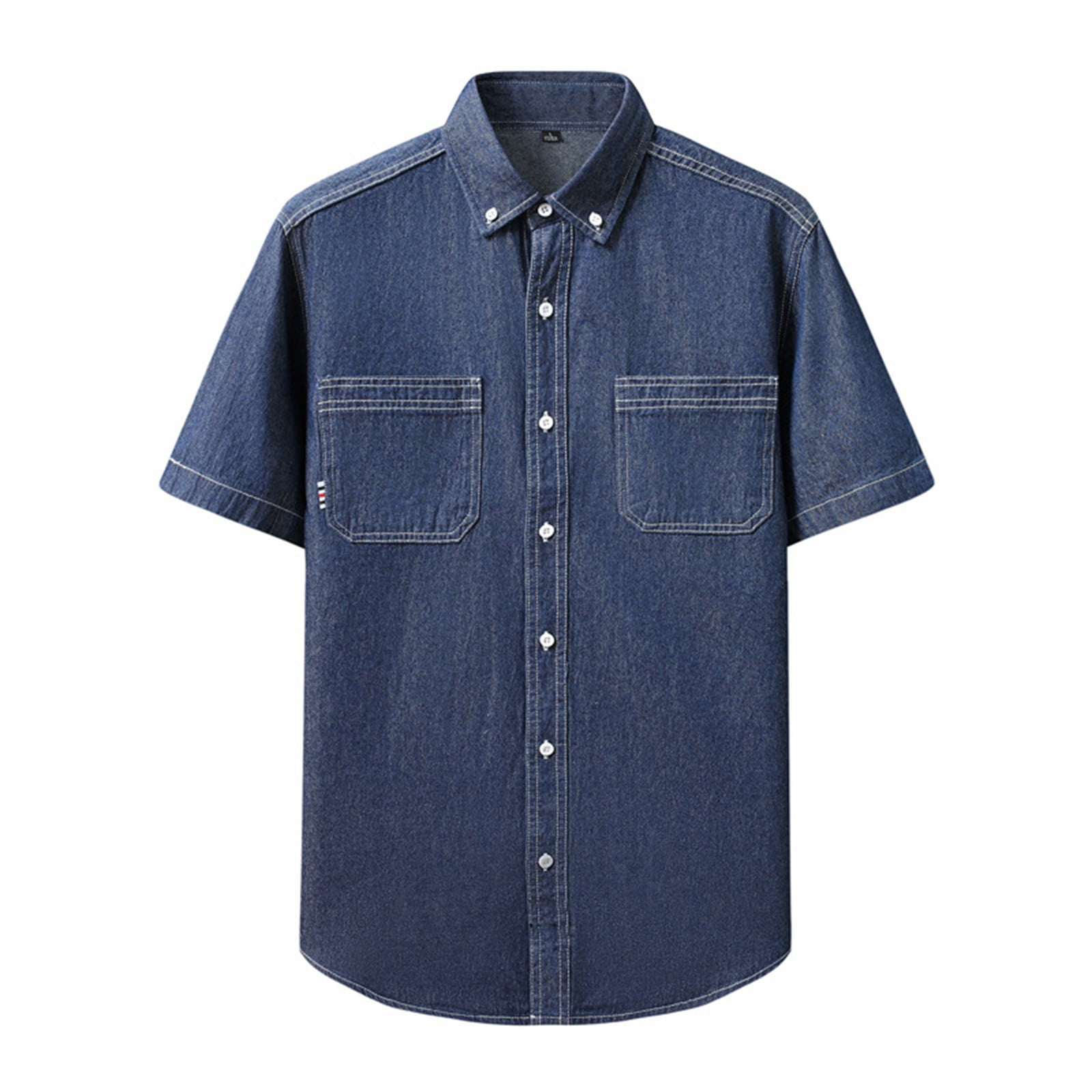 Havenx Mens Short Sleeve Button Down Denim Shirt 2025 Collared Big