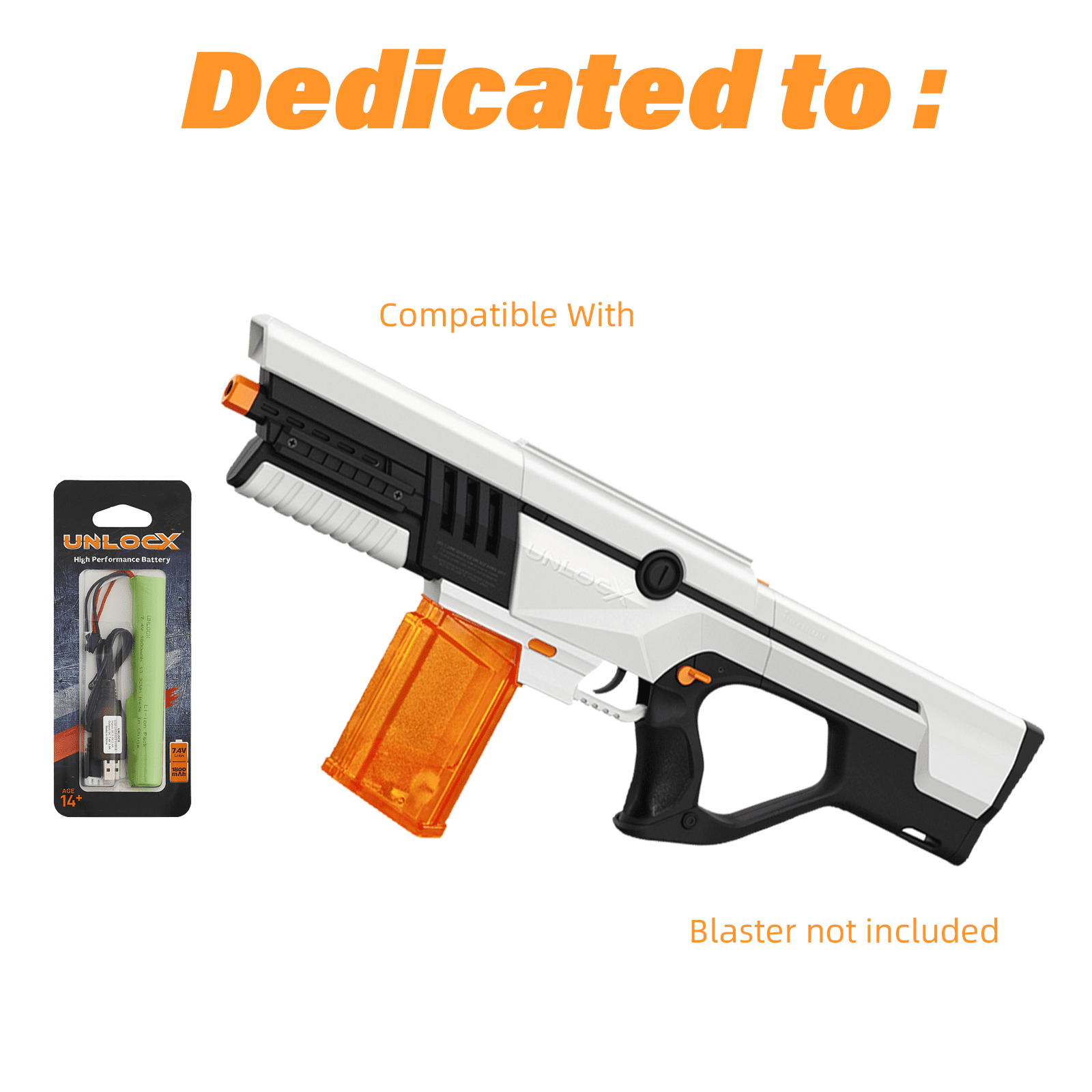 UnlocX Rechargeable Battery for Water Bead Blasters 1800mAh
