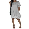 thumbnail image 1 of Robes Décontractées Grande Taille pour Femmes Manches Courtes Mi-Longues Dégradé Été, 1 of 6