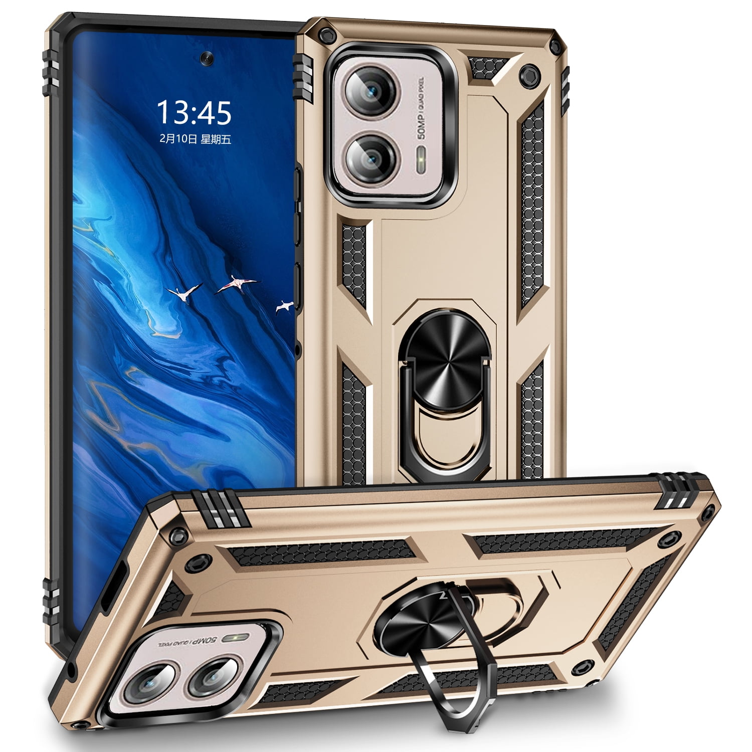 Custodia HFICY Con Anello E Vetro Temperato Per Motorola Moto Edge 2023 - Antiurto - Foto 5