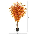 thumbnail image 3 of Nearly Natural 5ft. Ficus Artificial Tree in Black Plastic Pot, 3 of 5