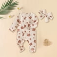 thumbnail image 2 of Baby Bodysuit Boy Girl Clothes Soft Newborn Infant Outfit for 0-3 Months Newborn Girls Floral Print All Over Print Romper With Foot Covering, 2 of 7