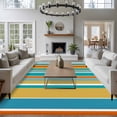 thumbnail image 3 of Large Area Rugs for Living Room Bedroom, Blue Teal Orange Striped 5'x8' Rug Washable Carpet Runner Indoor Outdoor, Farmhouse Stripe Non Slip Floor Mats Rug for Kitchen, Bathroom, 3 of 8