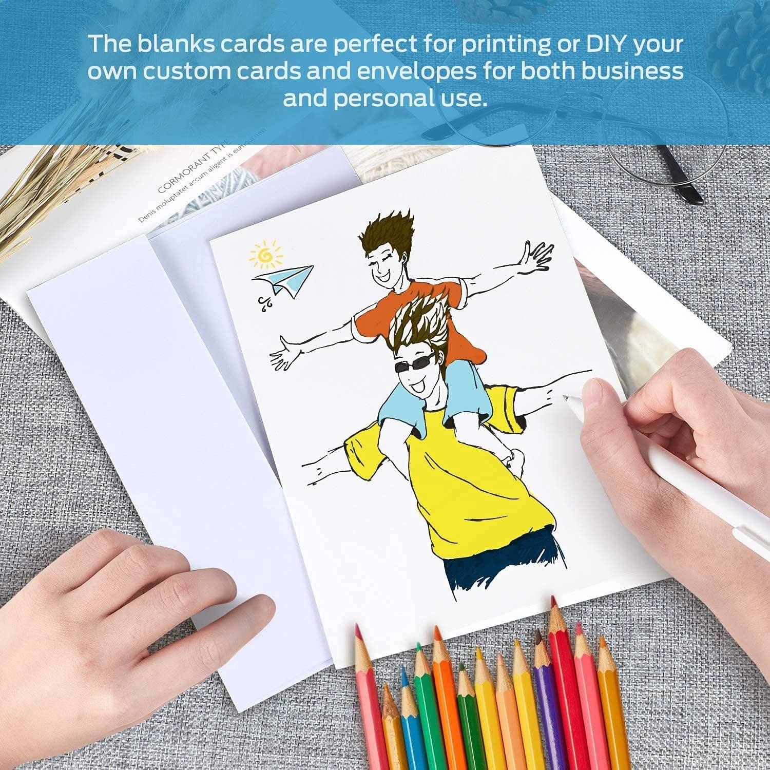 Blank White Cards and Envelopes 100 Pack - 4" x 6" Heavyweight Folded Cards and A4 Envelopes for DIY Greeting Cards Wedding Birthday Invitations Baby Shower Thank You Cards and All Occasions