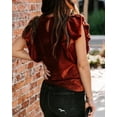 thumbnail image 4 of Sherrylily Woman Ribbed Velvet Blouse Short Ruffle Sleeve Casual Shirt, 4 of 5