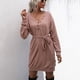 thumbnail image 1 of Vestido tipo suéter de punto con cuello en V para mujer, vestido de manga larga con botones delanteros y cintura holgada, 1 of 8