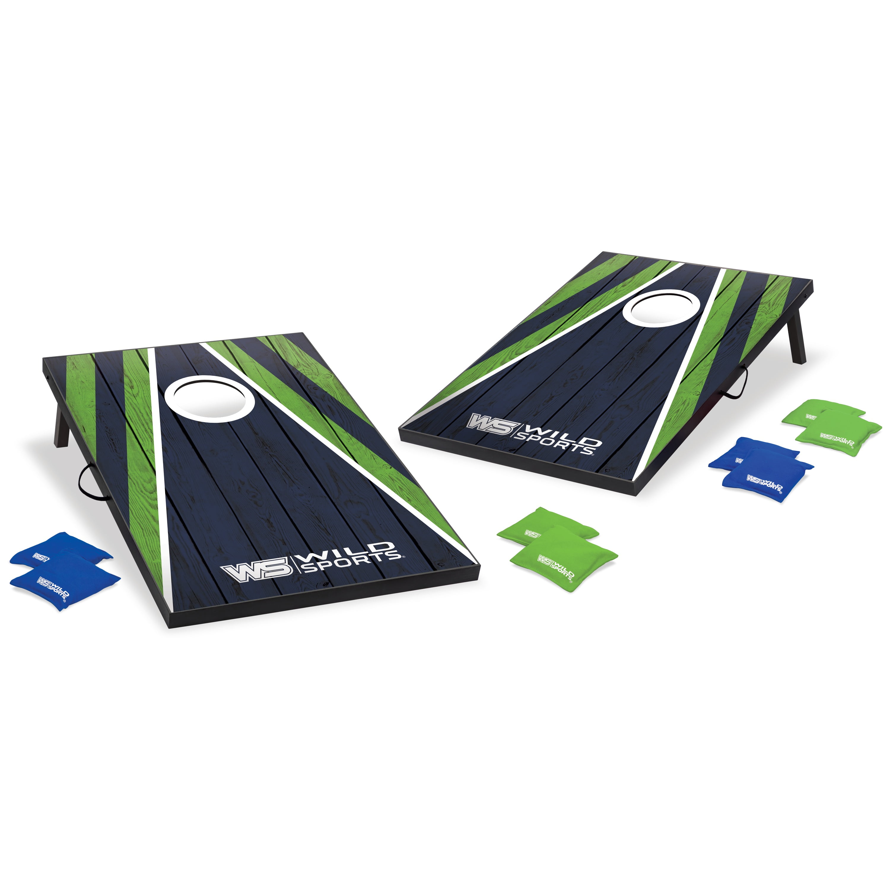 Wild Sports 2' x 3' Cornhole - Green/Blue Stripe