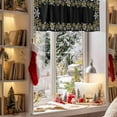 thumbnail image 3 of Rod Pocket Window Valances Winter Snowflake on Black Background Short Kitchen Curtains Gold White Pattern Window Treatment Drapes for Bedroom Bathroom Living Room 54x18In,1 Panel, 3 of 7