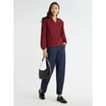 thumbnail image 2 of Time and Tru Women's Puff Sleeve Corduroy Top, Sizes XS-XXXL, 2 of 6