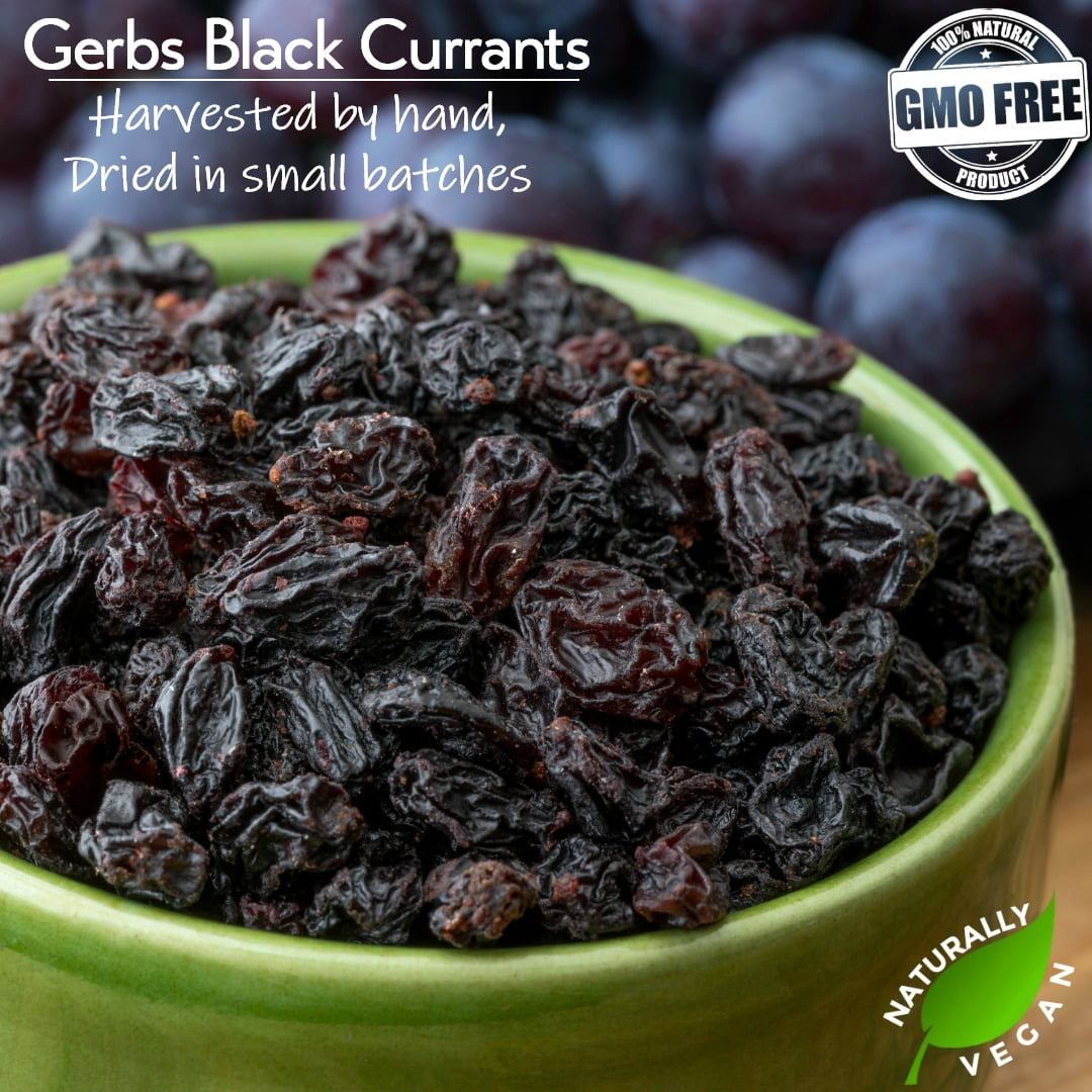 Dried Black Zante Currants by Gerbs - 2 LBS - Unsulfured - Top 14 Food Allergen Free & NON GMO - No Sugar Added