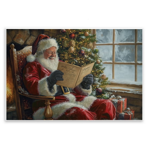 Stupell Industries Cheerful Santa Reading Holiday Painting Unframed Art Prints Wall Art, 15 x 10