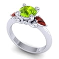 thumbnail image 2 of Diamond-Capitals 2.50 Ct Beautiful Round Cut Peridot & Garnet Gemstone Three Stone Anniversary Ring for Ladies Solid 14K White Gold Size 3, 2 of 8