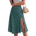 thumbnail image 1 of Jupe Midi d'Été Taille Haute Fluide à Fente pour Femme, Décontractée Boho à Fleurs, Jupe de Plage Verte TTG, 1 of 8