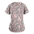 thumbnail image 3 of Xfvqtps Scrub Tops for Women Pink Ribbon Breast Cancer Awareness Scrubs Comfortable Lightweight Nursing Uniforms V-neck Short Sleeve Nurse Top Working Uniforms with Pockets Pink, 3 of 4